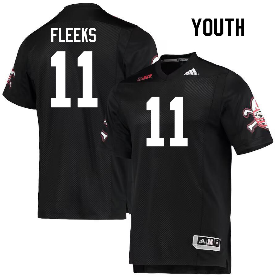 Youth #11 Joshua Fleeks Nebraska Cornhuskers College Football Jerseys Stitched Sale-Black - Click Image to Close